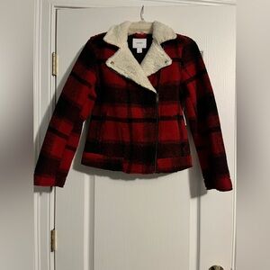 Old navy plaid teddy coat